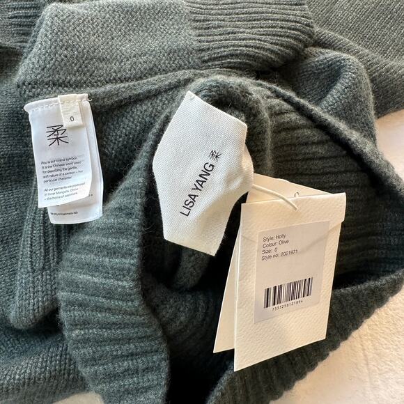 Lisa Yang Holly Sweater Turtleneck 100% Cashmere Olive Green Sz 0 / XS NWT $895 - Picture 8 of 16